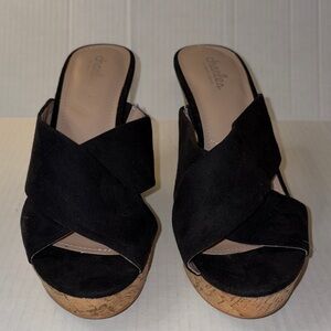 LATRICE WEDGE CHARLES BY CHARLES DAVID Black NWOT size 9.5